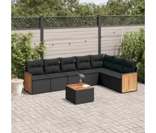 8-Daļīgs Dārza Dīvāna Komplekts, Matrači, Melna Pe Rotangpalma Vidaxl