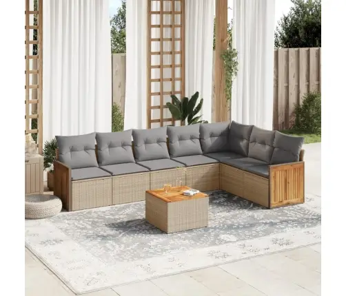 8-Daļīgs Dārza Dīvāna Komplekts, Matrači, Bēša Pe Rotangpalma Vidaxl