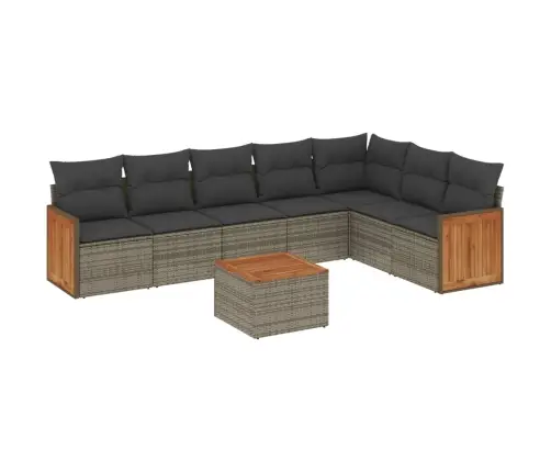 8-Daļīgs Dārza Dīvāna Komplekts Ar Matračiem, Pelēks Pe Pinums Vidaxl