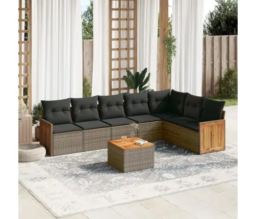 8-Daļīgs Dārza Dīvāna Komplekts Ar Matračiem, Pelēks Pe Pinums Vidaxl