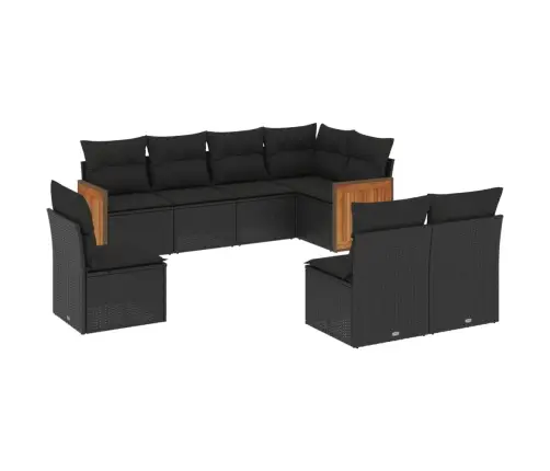 8-Daļīgs Dārza Dīvāna Komplekts, Matrači, Melna Pe Rotangpalma Vidaxl