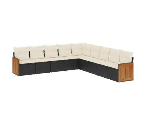 9-Daļīgs Dārza Dīvāna Komplekts, Matrači, Melna Pe Rotangpalma Vidaxl