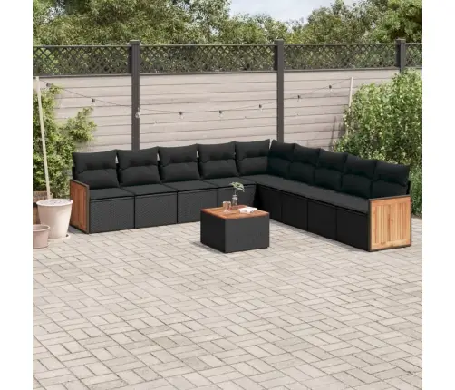 10-Osaline Aiadiivani Komplekt Patjadega, Must, Polürotang