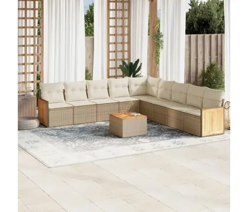 10-Osaline Aiadiivani Komplekt Patjadega, Beež, Polürotang