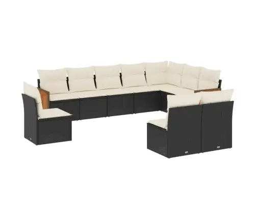 10-Daļīgs Dārza Dīvāna Komplekts, Matrači, Melna Pe Rotangpalma Vidaxl