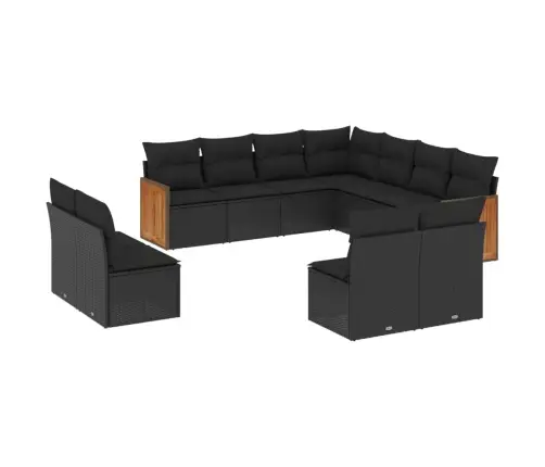 11-Daļīgs Dārza Dīvāna Komplekts, Matrači, Melna Pe Rotangpalma Vidaxl