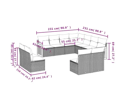 11-Osaline Aiadiivani Komplekt Patjadega, Must, Polürotang