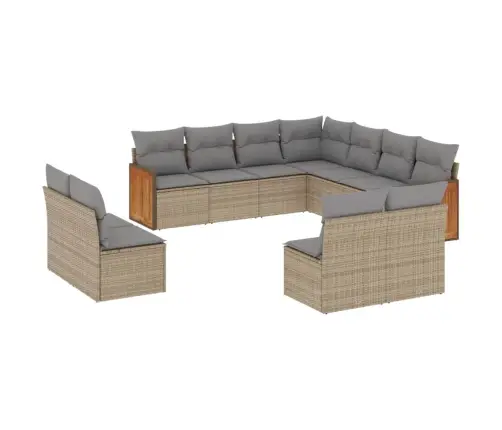 11-Daļīgs Dārza Dīvāna Komplekts, Matrači, Bēša Pe Rotangpalma Vidaxl