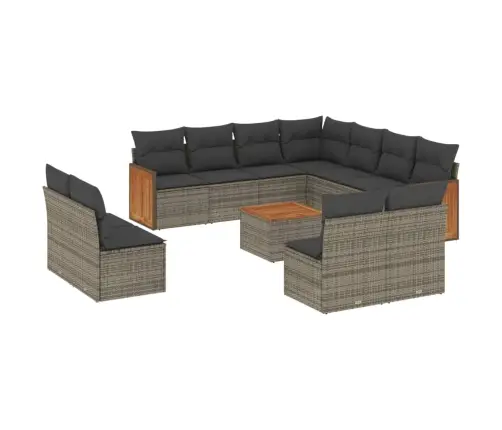 12-Daļīgs Dārza Atpūtas Mēbeļu Komplekts, Matrači, Pelēks Pe Vidaxl