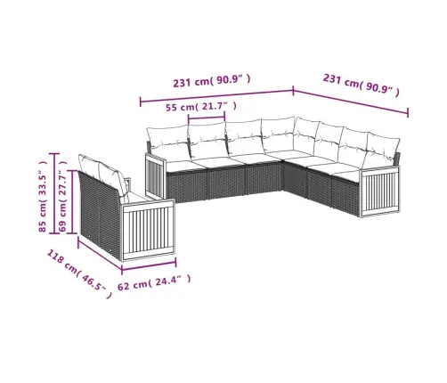 9-Osaline Aiadiivani Komplekt Patjadega, Must, Polürotang
