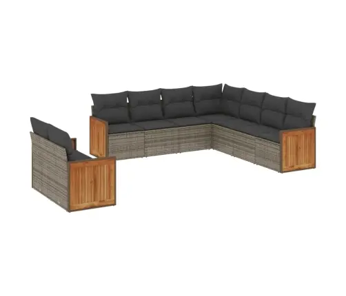 9-Daļīgs Dārza Dīvāna Komplekts Ar Matračiem, Pelēks Pe Pinums Vidaxl