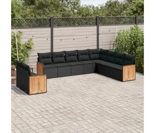 Sodo Komplektas Su Pagalvėlėmis, 10 Dalių, Juodas, Poliratanas