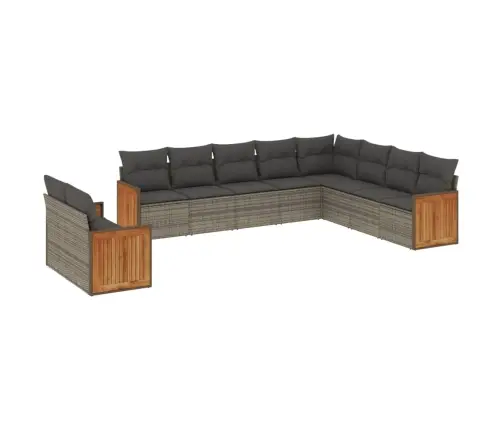 Sodo Komplektas Su Pagalvėlėmis, 10 Dalių, Pilkas, Poliratanas