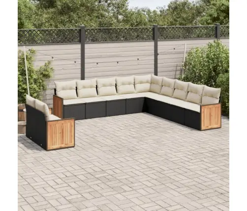 11-Daļīgs Dārza Dīvāna Komplekts, Matrači, Melna Pe Rotangpalma Vidaxl