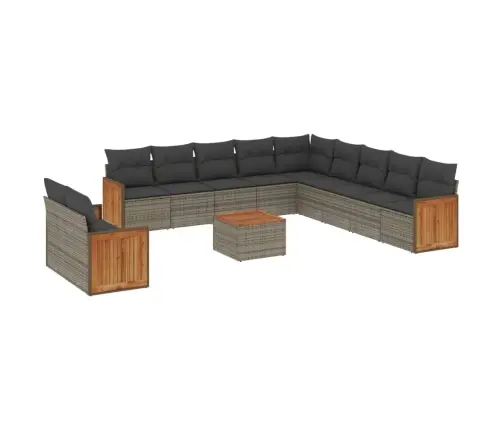 Sodo Komplektas Su Pagalvėlėmis, 12 Dalių, Pilkas, Poliratanas