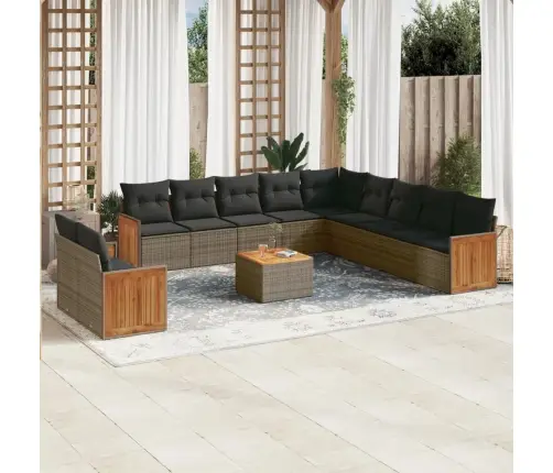 Sodo Komplektas Su Pagalvėlėmis, 12 Dalių, Pilkas, Poliratanas