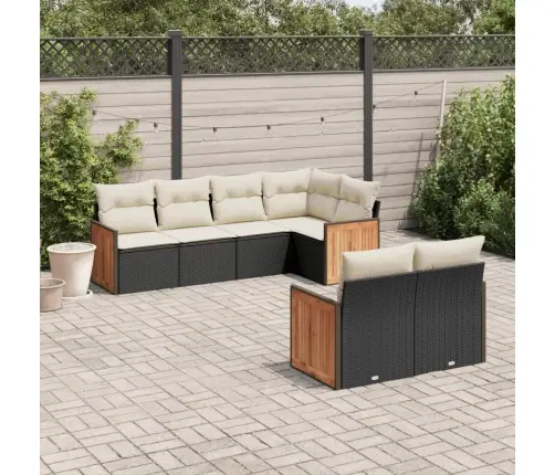 7-Daļīgs Dārza Dīvāna Komplekts Ar Matračiem, Melna Pe Vidaxl