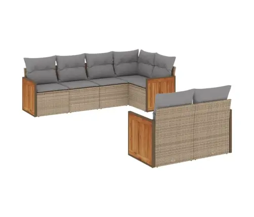 7-Daļīgs Dārza Dīvāna Komplekts, Matrači, Bēša Pe Rotangpalma Vidaxl