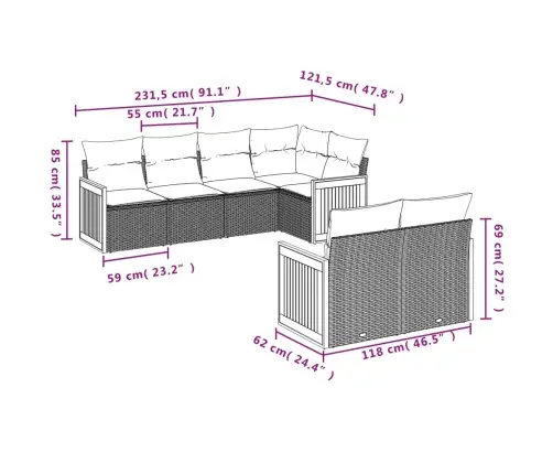 7-Daļīgs Dārza Dīvāna Komplekts, Matrači, Bēša Pe Rotangpalma Vidaxl