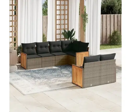 Sofos Komplektas Su Pagalvėlėmis, 7 Dalių, Pilkas, Poliratanas