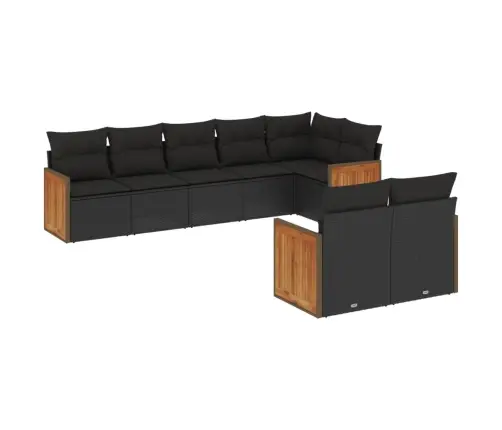 8-Daļīgs Dārza Dīvāna Komplekts, Matrači, Melna Pe Rotangpalma Vidaxl