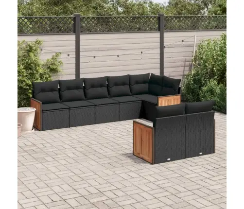 8-Daļīgs Dārza Dīvāna Komplekts, Matrači, Melna Pe Rotangpalma Vidaxl