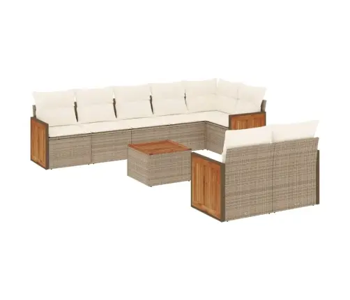 9-Daļīgs Dārza Dīvānu Komplekts, Matrači, Bēša Pe Rotangpalma Vidaxl