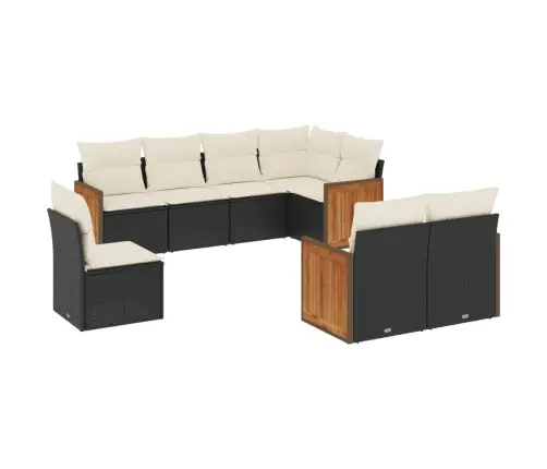 8-Daļīgs Dārza Dīvāna Komplekts, Matrači, Melna Pe Rotangpalma Vidaxl