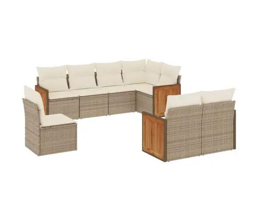 8-Daļīgs Dārza Dīvāna Komplekts, Matrači, Bēša Pe Rotangpalma Vidaxl 8-Daļīgs Dārza Dīvāna Komplekts, Matrači, Bēša Pe Rotangpalma Vidaxl