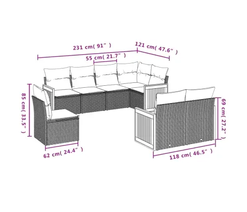 8-Daļīgs Dārza Dīvāna Komplekts, Matrači, Bēša Pe Rotangpalma Vidaxl 8-Daļīgs Dārza Dīvāna Komplekts, Matrači, Bēša Pe Rotangpalma Vidaxl