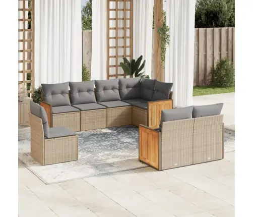 Sofos Komplektas Su Pagalvėlėmis, 8 Dalių, Smėlio, Poliratanas