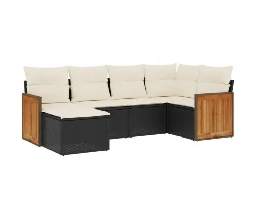 Sofos Komplektas Su Pagalvėlėmis, 6 Dalių, Juodas, Poliratanas