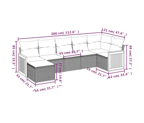 Sofos Komplektas Su Pagalvėlėmis, 7 Dalių, Pilkas, Poliratanas
