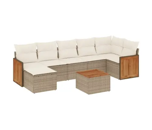 8-Daļīgs Dārza Dīvāna Komplekts, Matrači, Bēša Pe Rotangpalma Vidaxl