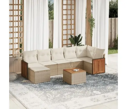 8-Daļīgs Dārza Dīvāna Komplekts, Matrači, Bēša Pe Rotangpalma Vidaxl