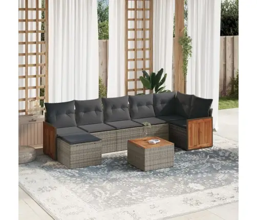 8-Daļīgs Dārza Dīvāna Komplekts Ar Matračiem, Pelēks Pe Pinums Vidaxl