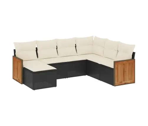 7-Daļīgs Dārza Dīvāna Komplekts Ar Matračiem, Melna Pe Vidaxl