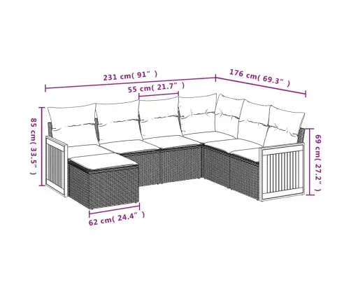 7-Daļīgs Dārza Dīvāna Komplekts, Matrači, Bēša Pe Rotangpalma Vidaxl