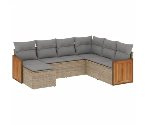 7-Daļīgs Dārza Dīvāna Komplekts, Matrači, Bēša Pe Rotangpalma Vidaxl