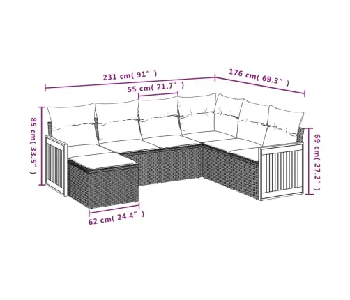 7-Daļīgs Dārza Dīvāna Komplekts, Matrači, Bēša Pe Rotangpalma Vidaxl