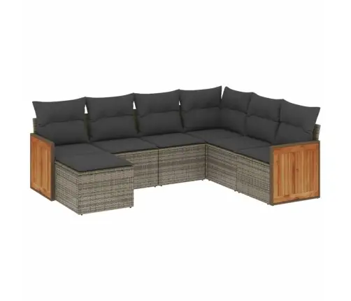 Sofos Komplektas Su Pagalvėlėmis, 7 Dalių, Pilkas, Poliratanas