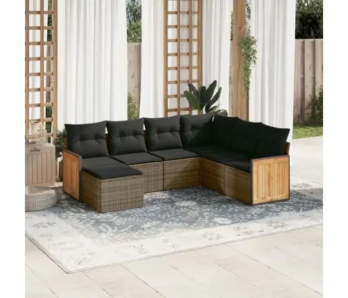 Sofos Komplektas Su Pagalvėlėmis, 7 Dalių, Pilkas, Poliratanas