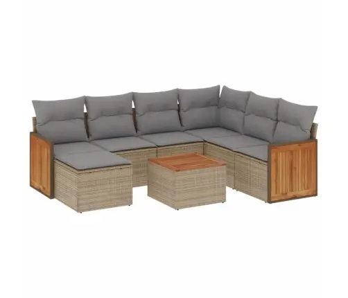 Sofos Komplektas Su Pagalvėlėmis, 8 Dalių, Smėlio, Poliratanas