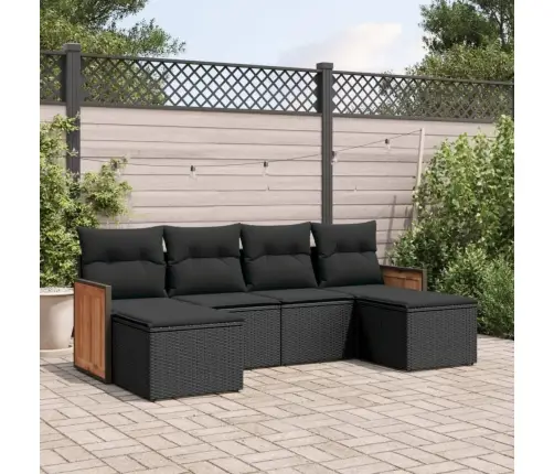 6-Daļīgs Dārza Dīvāna Komplekts, Matrači, Melna Pe Rotanpalma Vidaxl