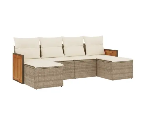 6-Daļīgs Dārza Dīvāna Komplekts, Matrači, Bēša Pe Rotangpalma Vidaxl