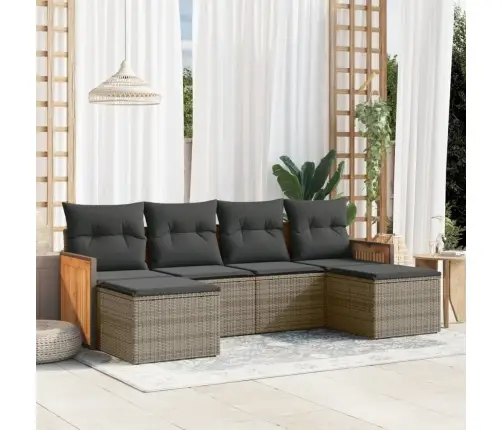 Sofos Komplektas Su Pagalvėlėmis, 6 Dalių, Pilkas, Poliratanas