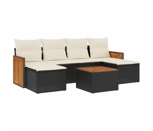 7-Daļīgs Dārza Dīvāna Komplekts Ar Matračiem, Melna Pe Vidaxl