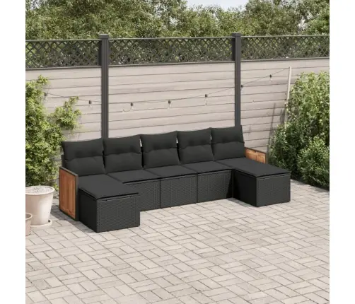7-Daļīgs Dārza Dīvāna Komplekts Ar Matračiem, Melna Pe Vidaxl