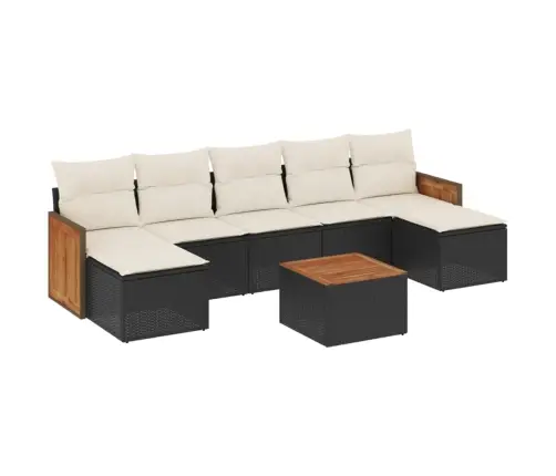 8-Daļīgs Dārza Dīvāna Komplekts, Matrači, Melna Pe Rotangpalma Vidaxl