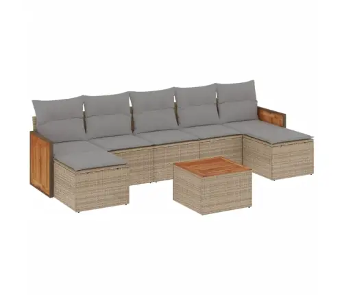 Sofos Komplektas Su Pagalvėlėmis, 8 Dalių, Smėlio, Poliratanas